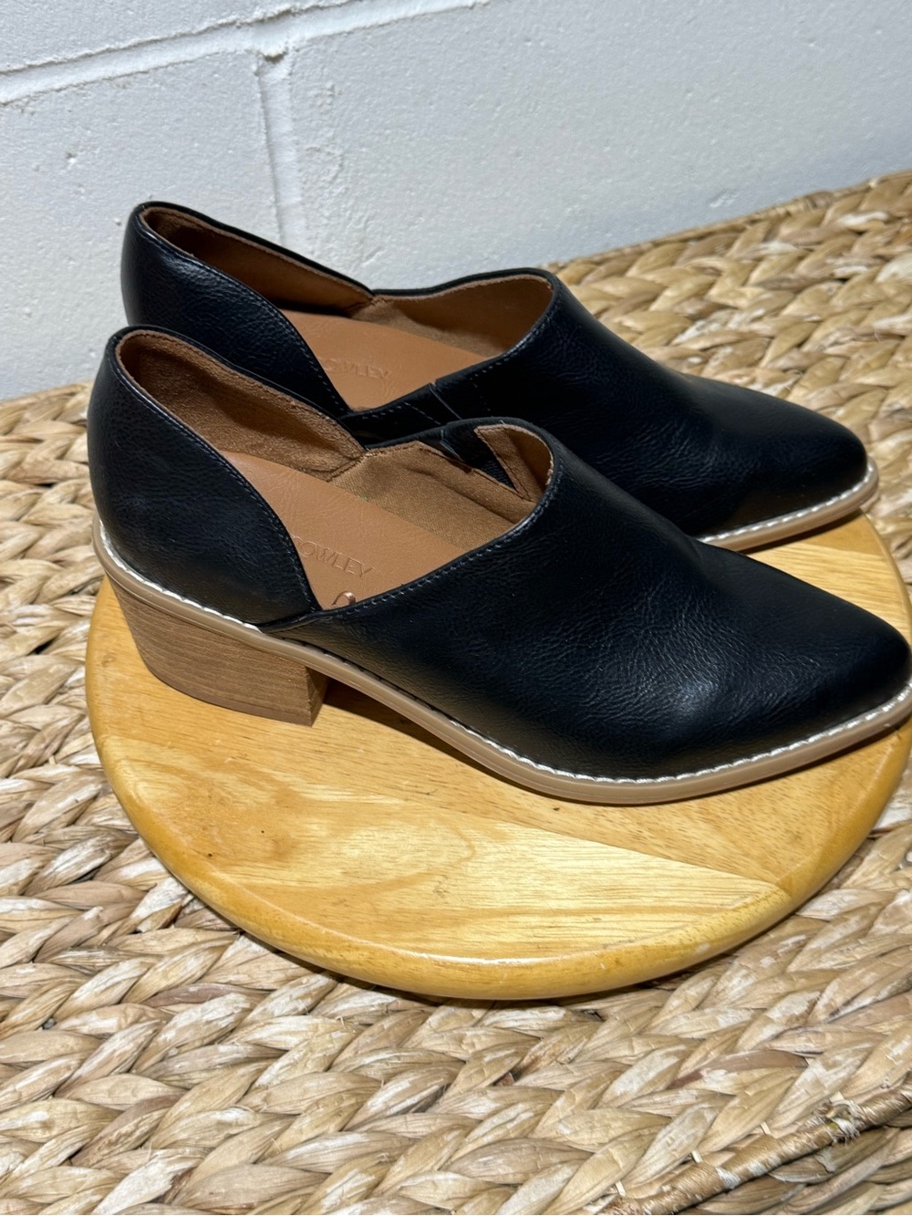 Cynthia Rowley Woman’s Black Leather Low Block Heel Mules